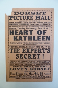 Handbill for films at the Dorset during the week of 15-21 June 1914 with three changes of programme.