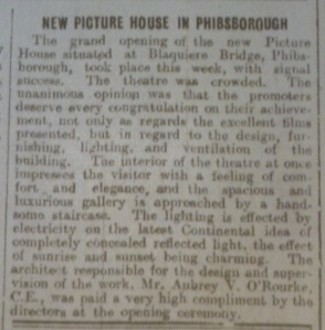 Announcement of hte opening of the Phibsboro Picture House, Dublin Evening Mail, 23 May 1914. 