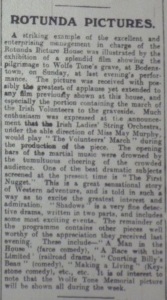 This review of the programme at the Rotunda Pictures gives a good indication of where comedies featured in the priorities of newspaper reviewers. Evening Telegraph 23 Jun. 1914: 2. 