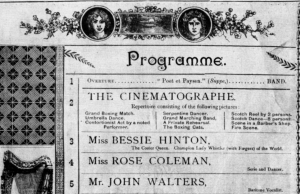 Part of the programme at Dublin's Star Theatre of Varieties at which the first films in Ireland were shown in April 1896.