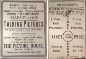 Edison's Kinetophone 1914-15. Irish News 23 Mar. 1914: 8 and Evening Telegraph 25 Jan. 1915: 3.